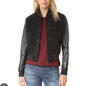 rag & bone black varsity jacket - Leather and x